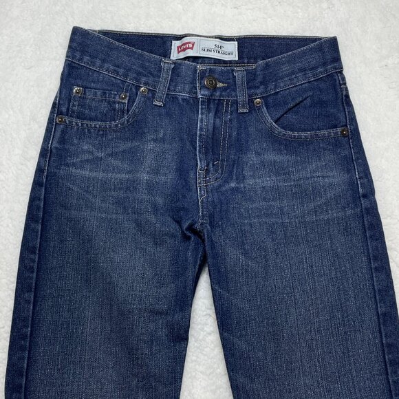 Levis Jeans Womens Size 12R Blue 514 Slim Straight Leg Mid Rise Dark Wash 26x26 - Picture 2 of 13